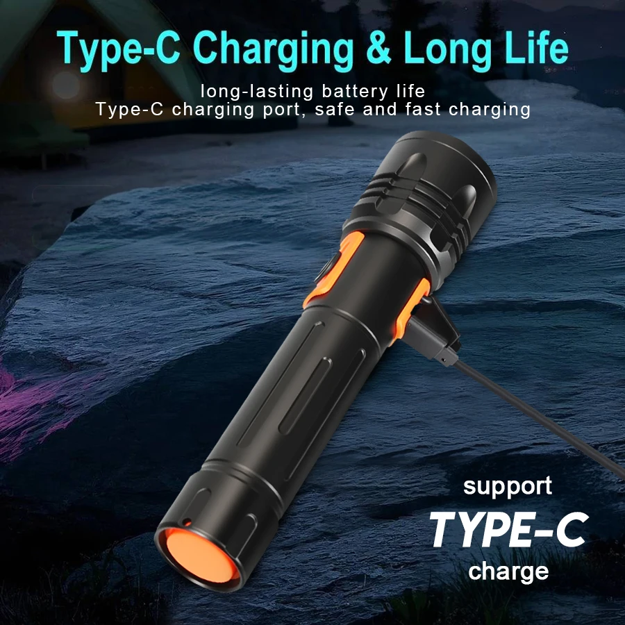 High Power LED Flashlight USB  - Fishing Light のレビューと価格