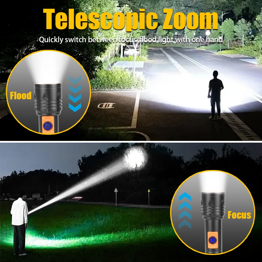 High Power LED Flashlight USB  - Fishing Light のレビューと価格