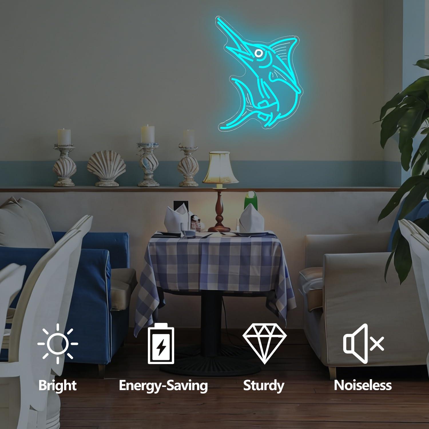 Marlin Fish Neon Sign Deep Sea - Fishing Light のレビューと価格