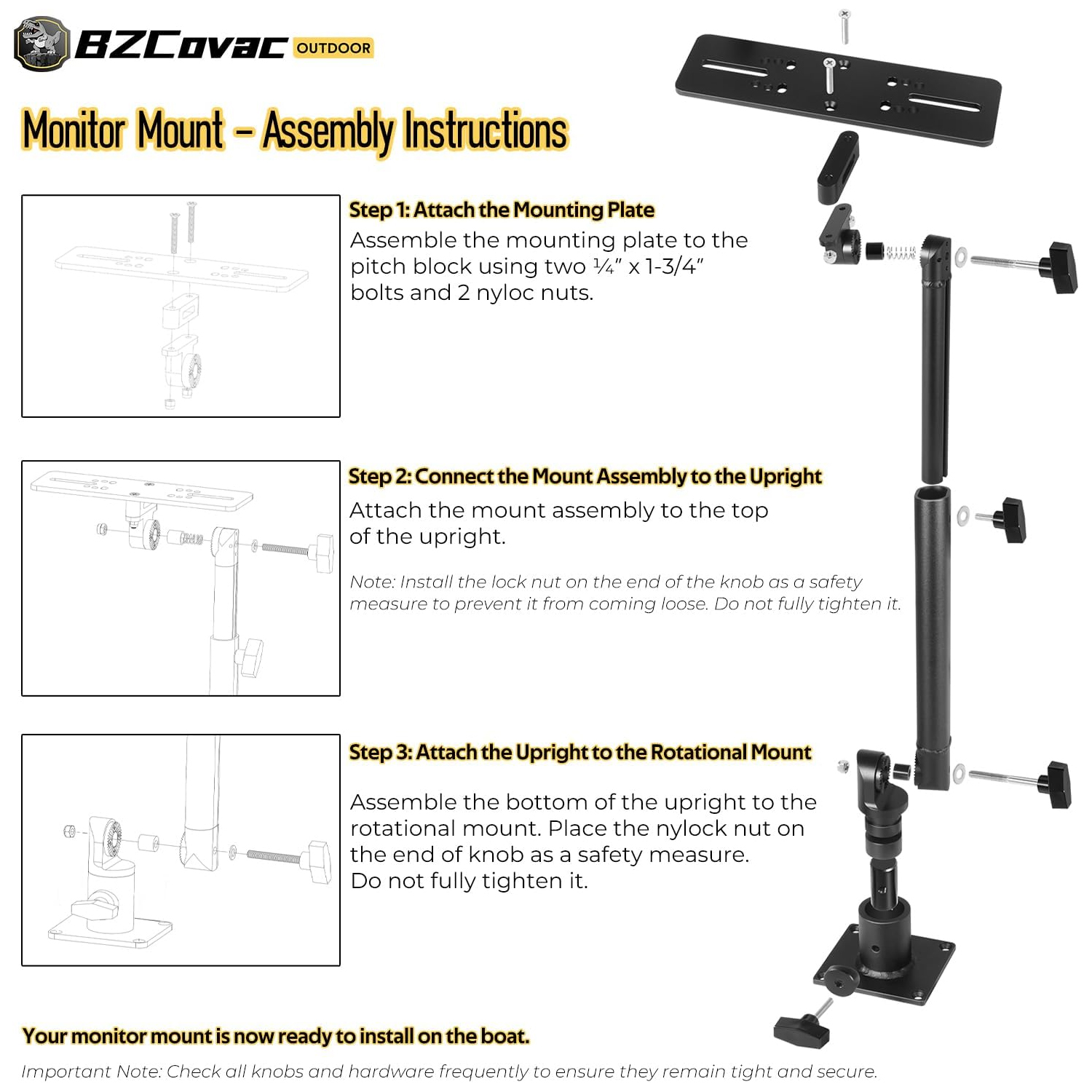 Marine Anodized Aluminum Monit - Fish Finder Mount のレビューと価格