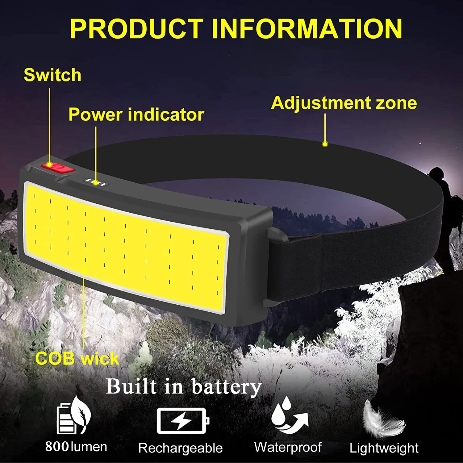 COB Portable LED Headlights Ou - Fish Finder Battery のレビューと価格