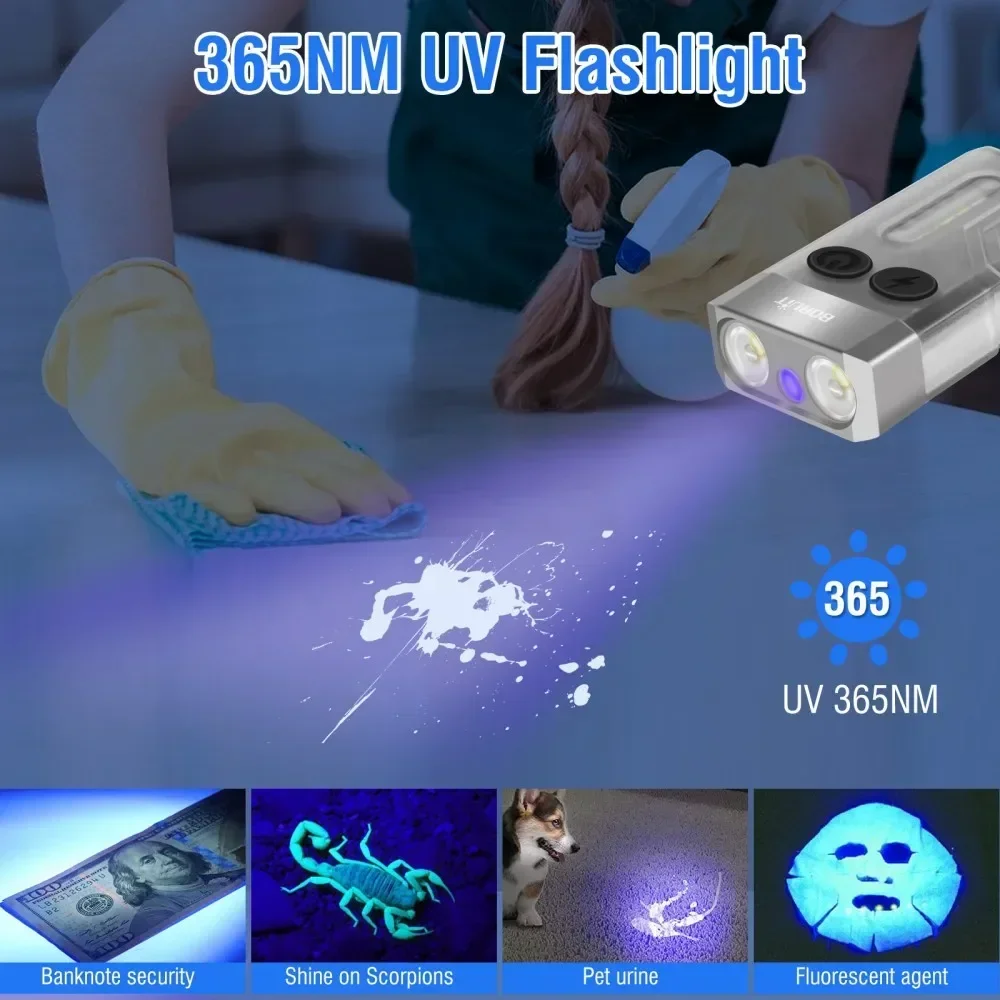 BORUiT V10 Keychain UV LED EDC - Fishing Light のレビューと価格