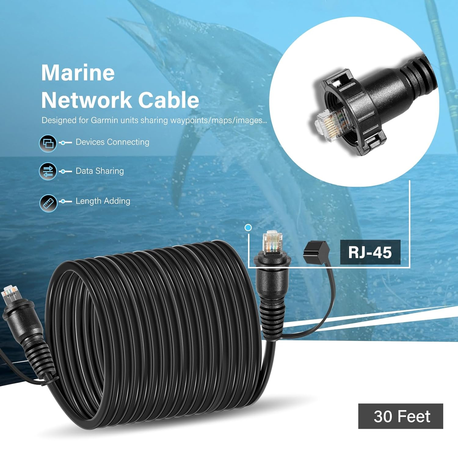 30 Foot Marine Network Cable f - Fish Finder Cable のレビューと価格